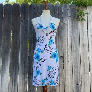 90’s/Y2K vintage hibiscus mini halter dress